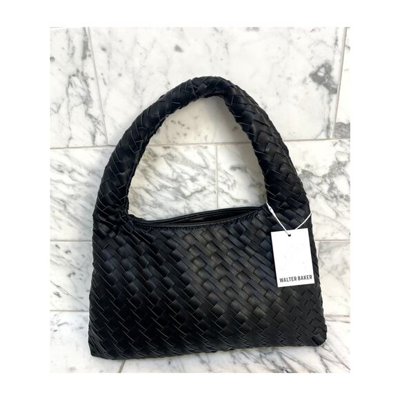 WALTER BAKER Margaux Hobo Bag Sleek Woven Vegan Leather Slouchy Top Handle NWT - Picture 1 of 4